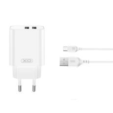 XO - XO Snabbladdare 2x USB-A 2.4A Med USB-A/USB-C Kabel - Vit