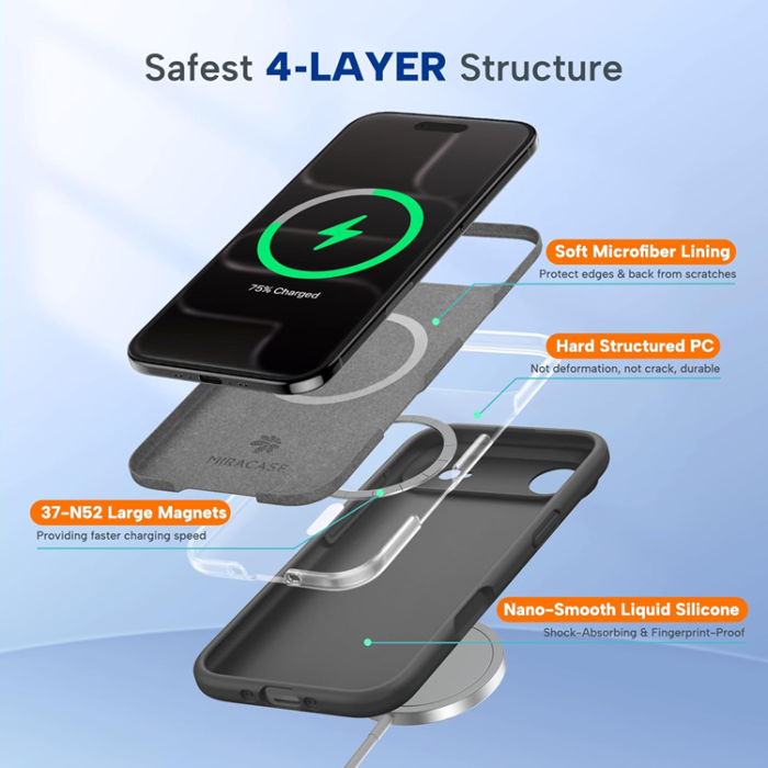 A-One Brand - iPhone 17 Air Mobilskal Magsafe Liquid Silicone - Svart