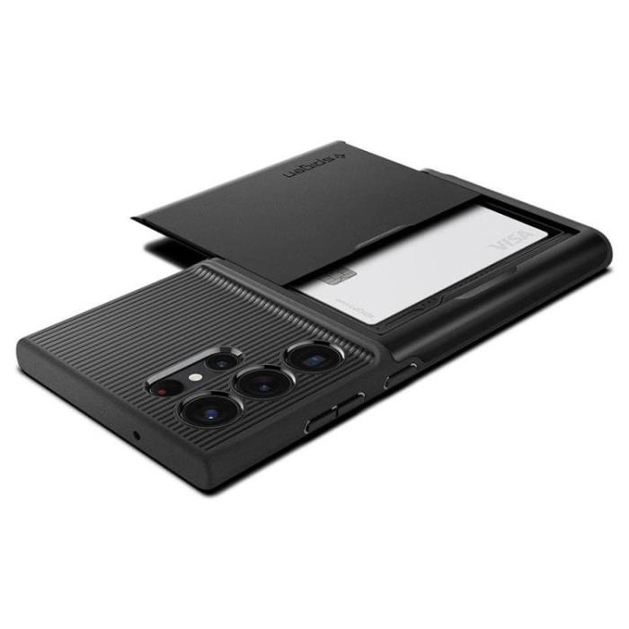 Spigen - Spigen Galaxy S23 Ultra Korthållare Skal Slim Armor CS - Svart
