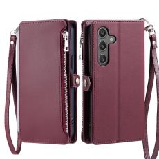 OEM - Samsung Galaxy S26 Pl&aring;nboksfodral TPU + Konstl&auml;der - Vinr&ouml;d