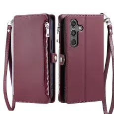 OEM - Samsung Galaxy S26 Pl&aring;nboksfodral TPU + Konstl&auml;der - Vinr&ouml;d