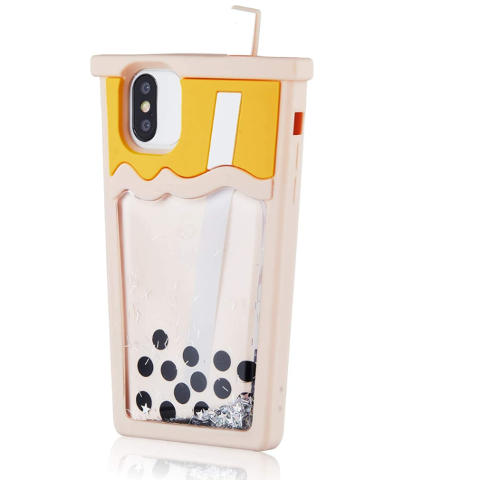 A-One Brand - iPhone 11 Pro/X/XS Mobilskal Boba Milk Tea Glitter - Rosa