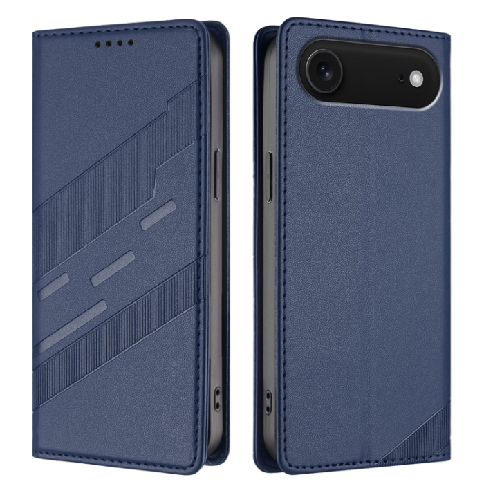 A-One Brand - iPhone 17 Air Plånboksfodral Punk Style Imprinted - Mörkblå