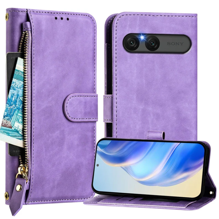 A-One Brand - Sony Xperia 10 VII Plånboksfodral Zipper Pocket - Lila