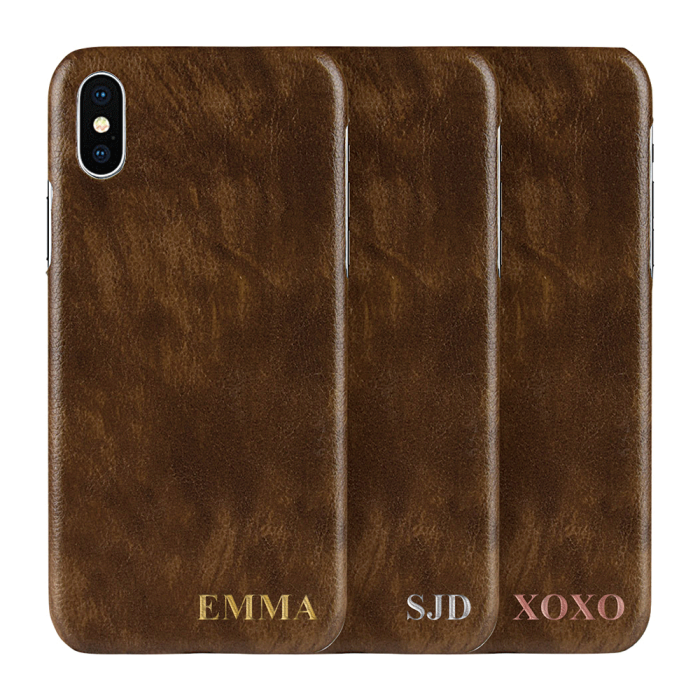 TheMobileStore - Designa själv - iPhone XS/X konstläder skal - BRUN
