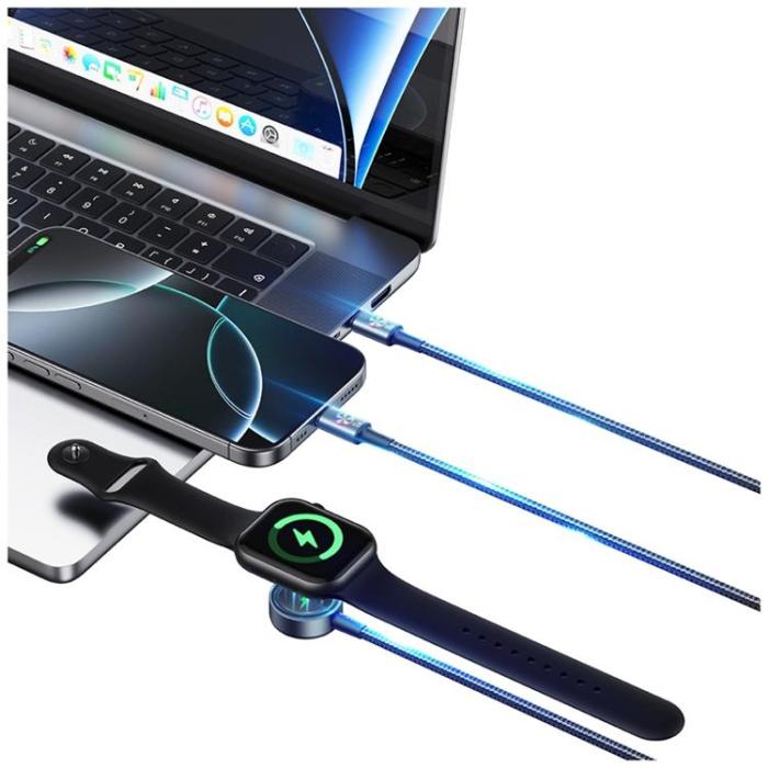 USAMS - USAMS USB-C till USB-C 72W Kabel med Trådlös laddare för Watch 1.2m Huan SJ754