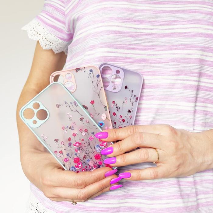 OEM - iPhone 13 Pro Max Skal Design Floral - Blå