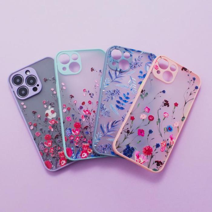 OEM - iPhone 13 Pro Max Skal Design Floral - Blå