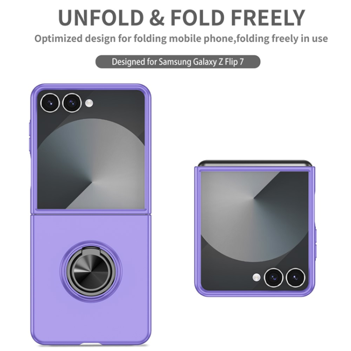 A-One Brand - Galaxy Z Flip 7 Mobilskal Rotatable Ring Kickstand - Lila