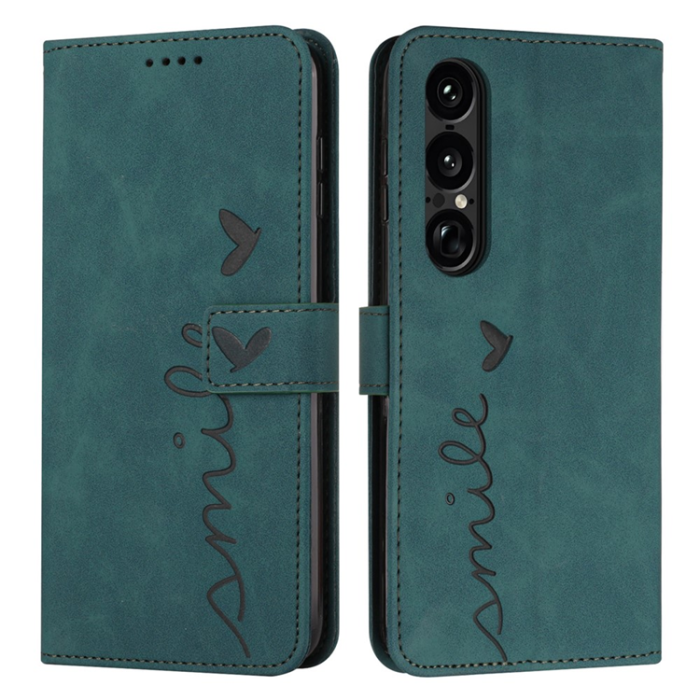 A-One Brand - Sony Xperia 1 VII Plånboksfodral Imprinted Heart - Grön
