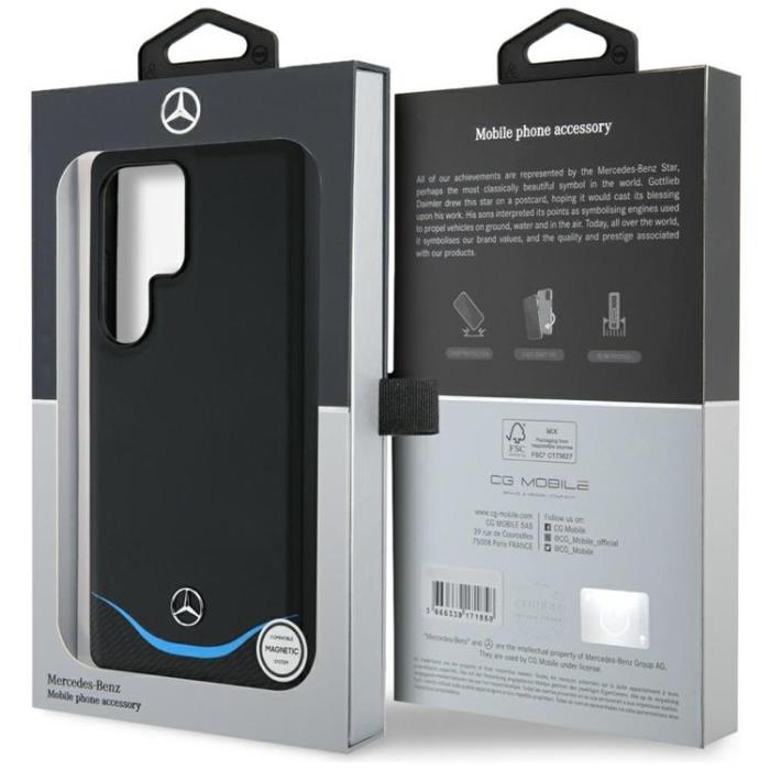 Mercedes - Mercedes Galaxy S25 Ultra Mobilskal MagSafe Läder Blue Horizontal Curve