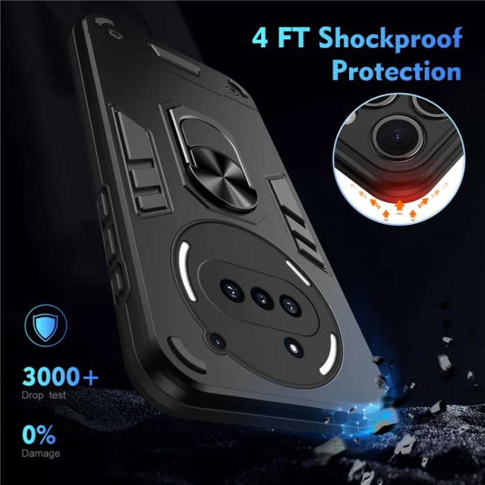 A-One Brand - Nothing Phone (3a) Mobilskal Drop Defend Ringhållare - Svart