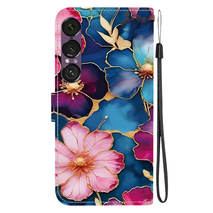 A-One Brand - Sony Xperia 1 VII Plånboksfodral Pattern Printing - Blåguld