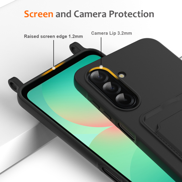 OEM - Mobilskal till Galaxy A37 5G TPU med Korthållare och Axelband - Svart