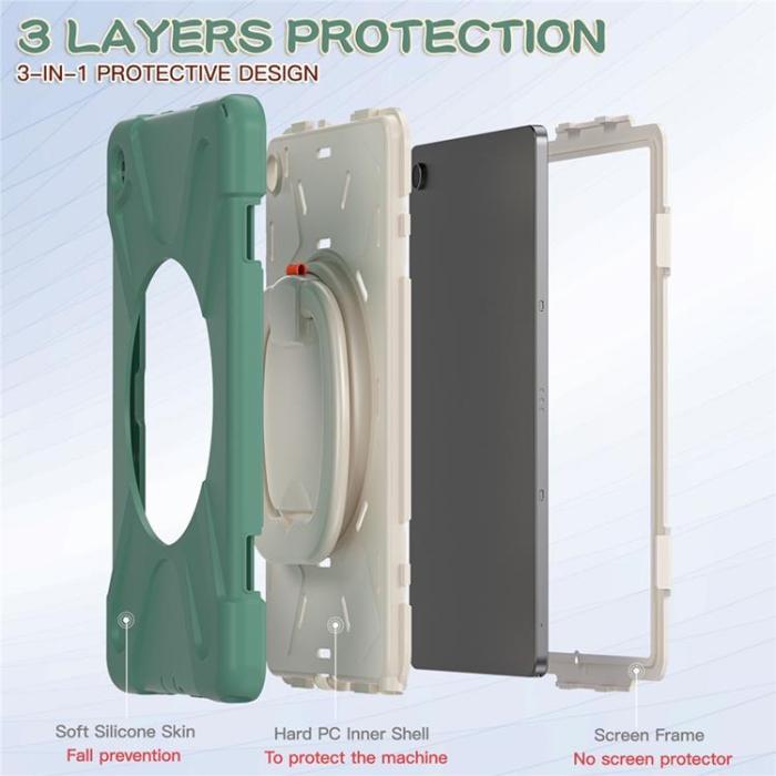 A-One Brand - Galaxy Tab A9 Plus Skal Kickstand Handle Grip - Emerald Grön