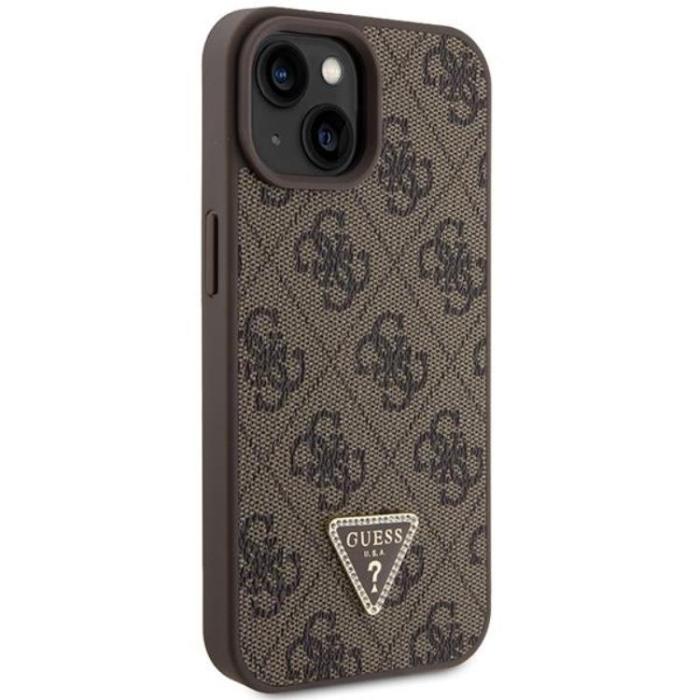Guess - Guess iPhone 15 Mobilskal Crossbody Metall Logo - Brun