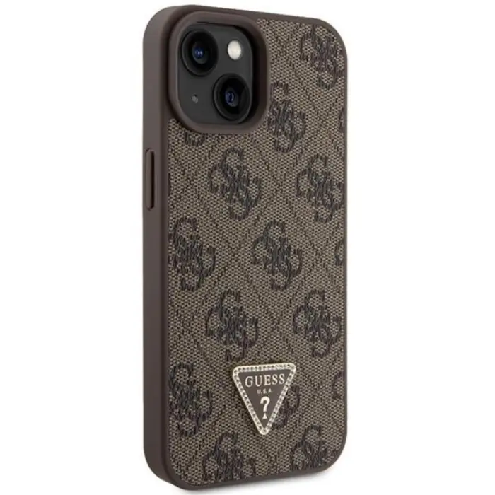 Guess - Guess iPhone 15 Mobilskal Crossbody Metall Logo - Brun