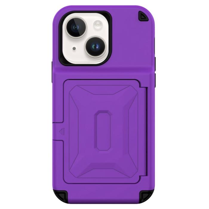 OEM - iPhone 14 Plus Skal Korthållare Mirror Kickstand - Lila