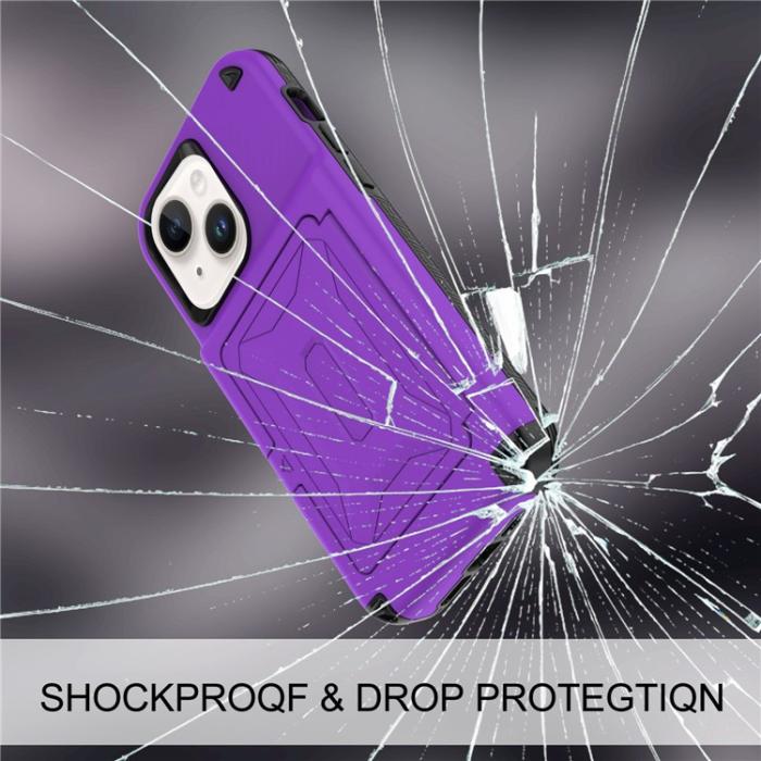 OEM - iPhone 14 Plus Skal Korthållare Mirror Kickstand - Lila