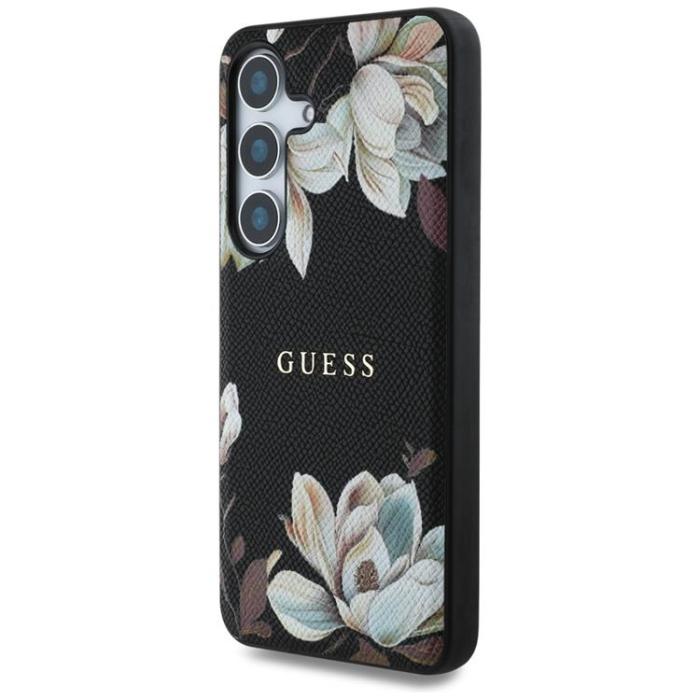 Guess - Guess Galaxy S25 Ultra Mobilskal MagSafe Grained Printed Flower - Svart