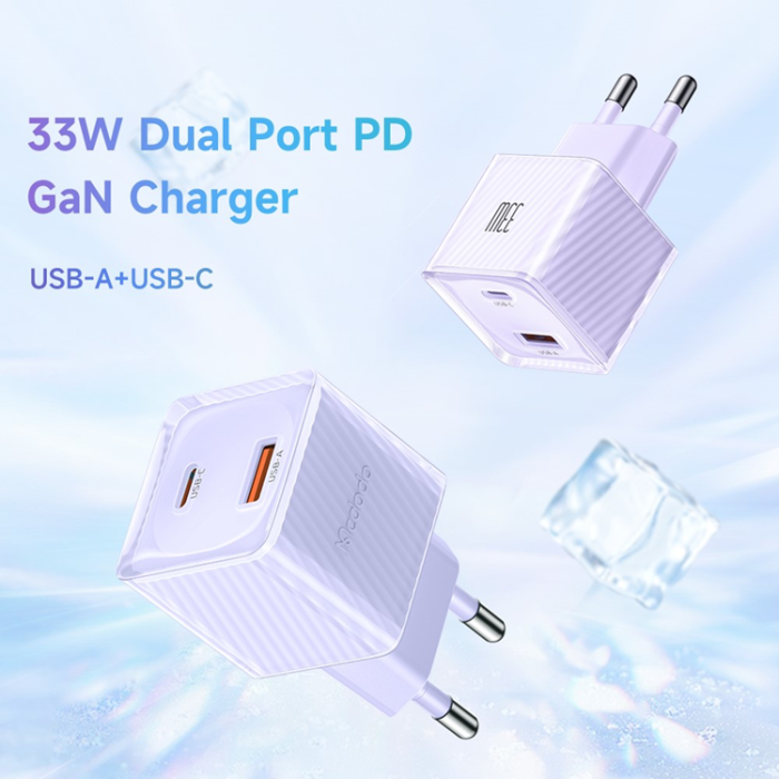Mcdodo - MCDODO GaN Snabbladdare 33W USB-A - USB-C EU CH-415 - Lila