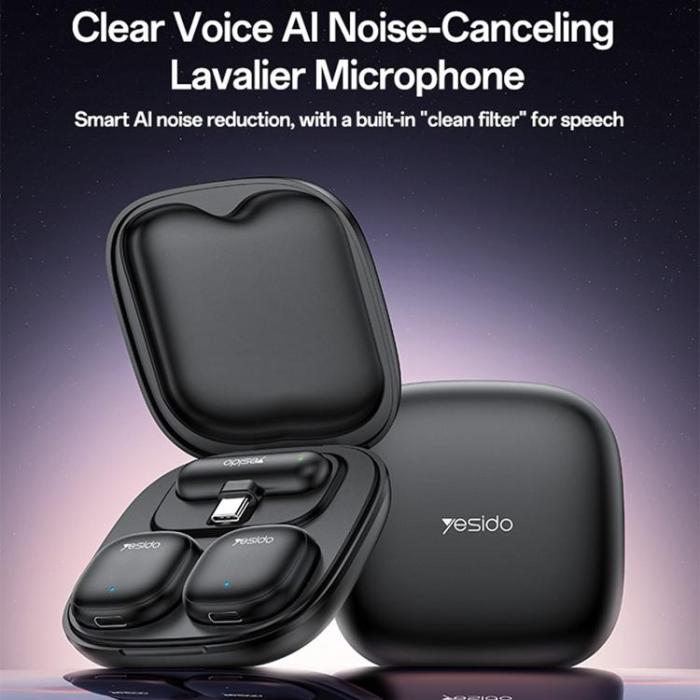Yesido - YESIDO Trådlös Lavaliermikrofon Typ C-Kontakt AI-Brusreducerande KR21