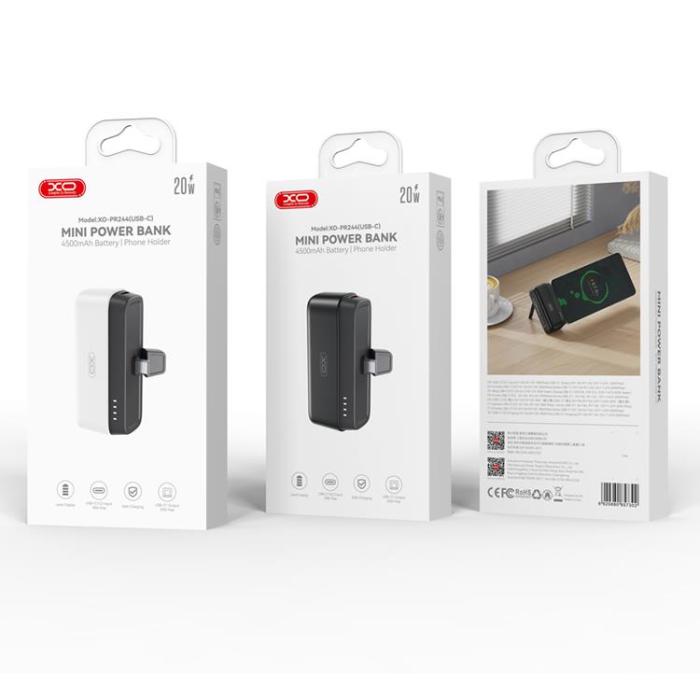 XO - XO Mini Powerbank 5000 mAh 20W med USB-C kontakt - Svart