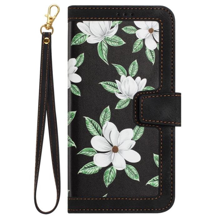A-One Brand - iPhone 15 Pro Max Plånboksfodral Flower Pattern - Svart