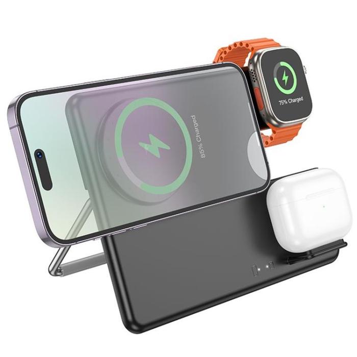 Hoco - HOCO 3-in-1 Trådlös laddare iPhone - Apple Watch - Airpods - Svart