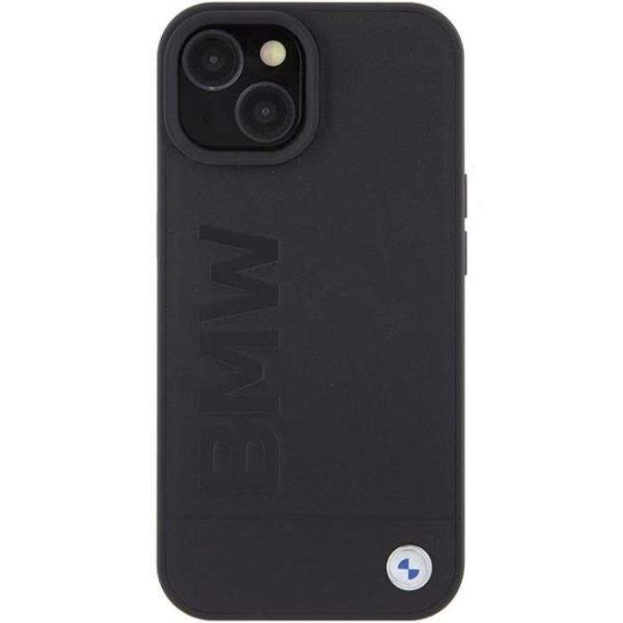 BMW - BMW iPhone 15 Mobilskal Läder Hot Stamp - Svart