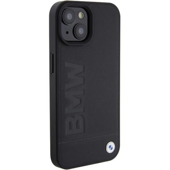 BMW - BMW iPhone 15 Mobilskal Läder Hot Stamp - Svart