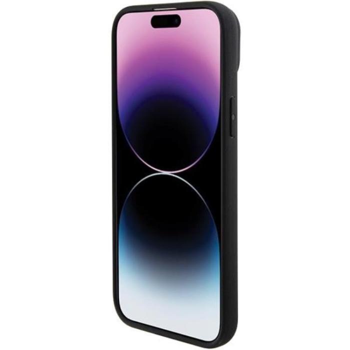 BMW - BMW iPhone 15 Mobilskal Läder Hot Stamp - Svart