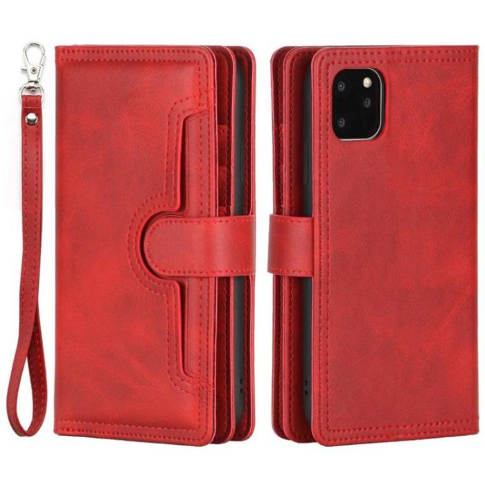 OEM - iPhone 14 Plus Plånboksfodral Äkta Läder Flip - Röd