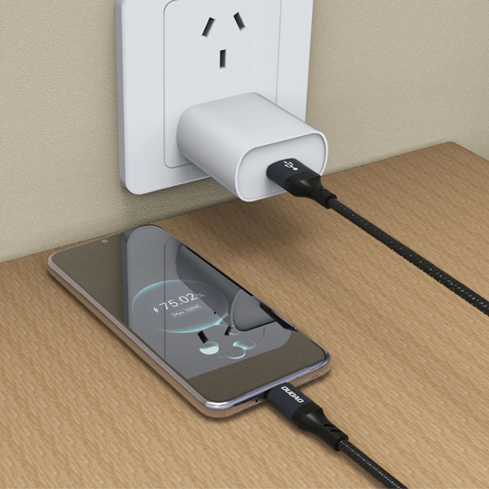 Dudao - Dudao USB-A - USB-C 5A Kabel 1.2m Braided - Svart