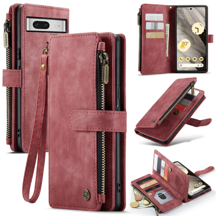 Caseme - CASEME Google Pixel 7A Plånboksfodral C30 Zipper - Röd