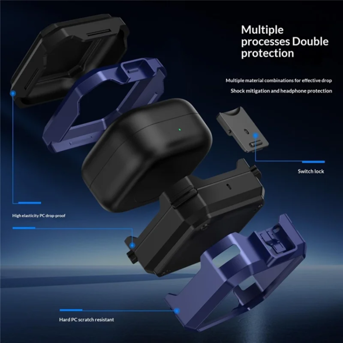 A-One Brand - Skal för Galaxy Buds 4/Buds 4 Pro Armor - Svart/Blå