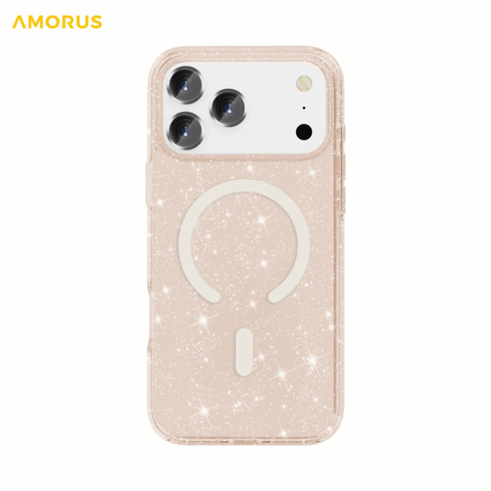 AMORUS - AMORUS Mobilskal till iPhone 17 Pro Max Magsafe Glitter Powder PC + TPU - Guld