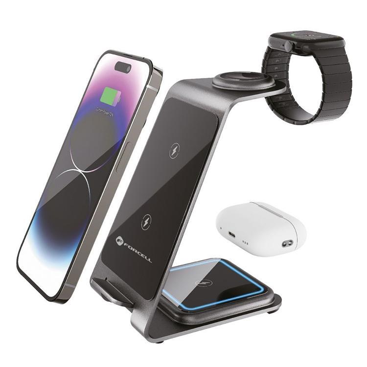 Forcell 3in1 Trådlös Laddare Mobil Hörlurar Apple Watch/Samsung Watch | 505295 | AlltMobil