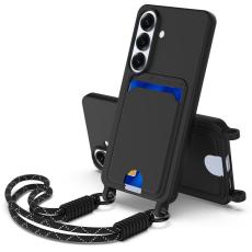 OEM - Mobilskal f&ouml;r Samsung Galaxy S26 Flytande silikon med kortfack - Svart