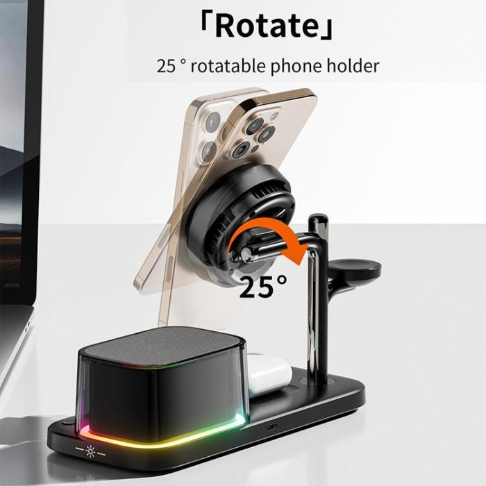 A-One Brand - Qi2.2 Magnetisk Trådlös Laddare 25W iPhone/Apple Watch/AirPods C09PRO - Svart