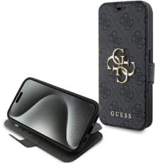 Guess - Guess iPhone 15 Pro Plånboksfodral Metall Logo - Grå