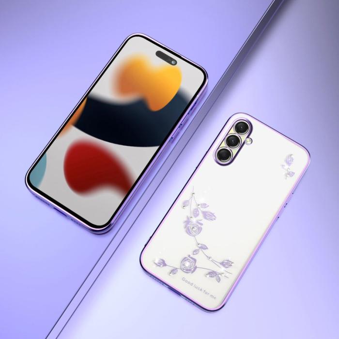 KADEM - KADEM Mobilskal till Samsung Galaxy S26 / S26 Pro Blommor Rhinsten TPU - Lila