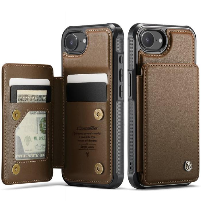 Caseme - CASEME C22 iPhone 16e Fodral Konstläder med RFID, Brun