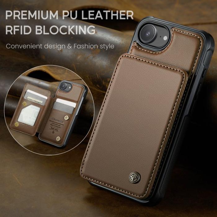 Caseme - CASEME C22 iPhone 16e Fodral Konstläder med RFID, Brun