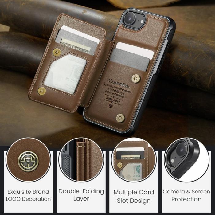 Caseme - CASEME C22 iPhone 16e Fodral Konstläder med RFID, Brun