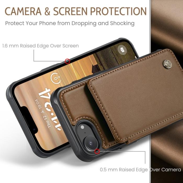 Caseme - CASEME C22 iPhone 16e Fodral Konstläder med RFID, Brun