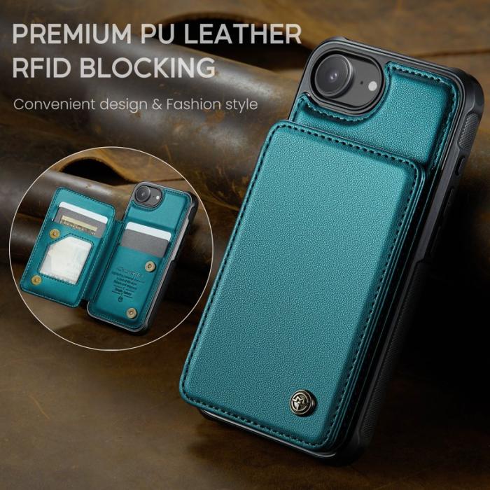 Caseme - CASEME C22 iPhone 16e Fodral Konstläder med RFID, Grön