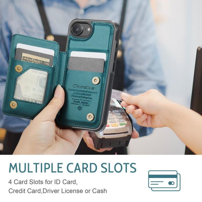 Caseme - CASEME C22 iPhone 16e Fodral Konstläder med RFID, Grön
