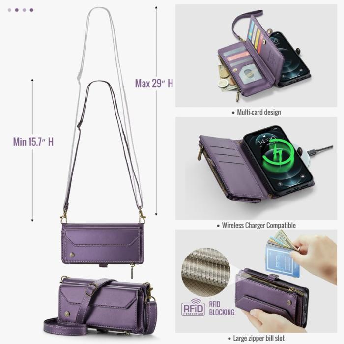 Caseme - CASEME Plånboksfodral Konstläder för iPhone 12 Pro Max - Lila