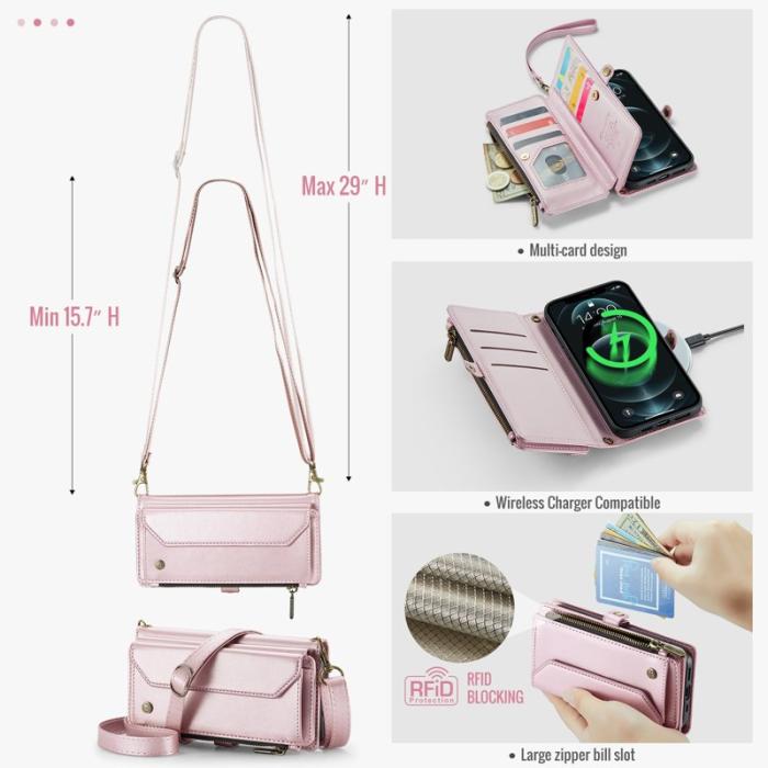 Caseme - CASEME Plånboksfodral Konstläder för iPhone 12 Pro Max - Rosa